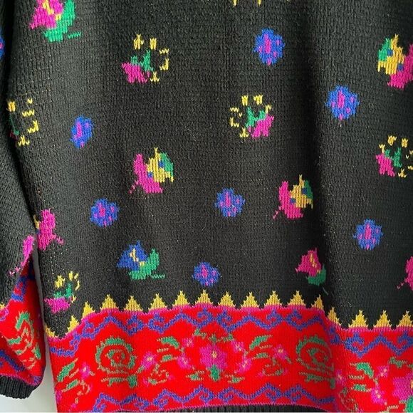 IVY Women's Vintage Style Floral Turtle Neck Knit Sweater - Picture 3 of 8